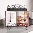 thumbnail image 5 of MyGift Scrollwork Design Black Metal Cookbook, Tablet Holder Stand with Weighted Chains, 5 of 7