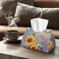 thumbnail image 4 of ZUXONGSY Sunflower Bird Tissue Box Cover 2 Packs Rectangular Tissue Boxes Covers with Buckle PU Leather Tissue Box Waterproof Tissue Case Bag Organizer for Table, Dresser, Countertop, 4 of 7