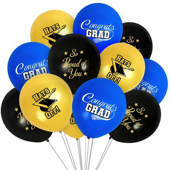 Blue Graduation Balloon Bouquet 24 Pack - Blue Graduation Party Supplies