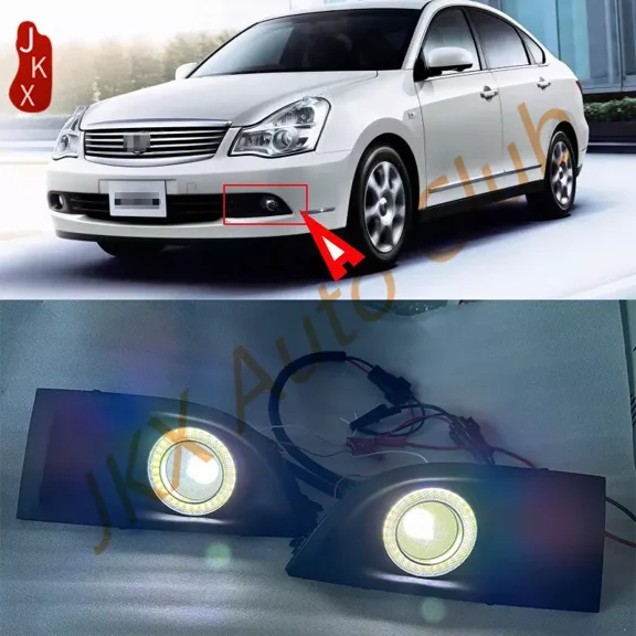 LED DRL Fog Light Halo COB Angel Eye Ring For Nissan Sylphy Sentra 2006-2008