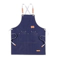 thumbnail image 3 of Delantal de trabajo para repostería profesional, babero para panadero, cafetería, camarero, camarera, uniforme de hotel, ropa de trabajo Azul denim, 3 of 8
