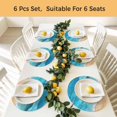 thumbnail image 5 of Teal Blue Coastal Beach Round 15 Inch Placemats Set of 6, Summer Nautical Ocean Beige Seaside HeatResistant Non Slip Place Mats for Dining Table, Wipeable Braided Kitchen Table Mats for Housewarming, 5 of 9