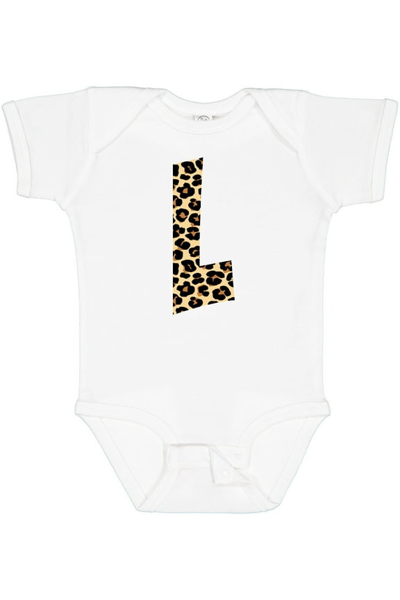 Leopard Print Letter L Boys or Girls Baby Bodysuit