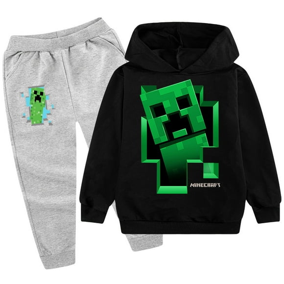 Ensemble de Chandail à Capuchon à Imprimé de Dessins Animés de Mines, Chandail à Capuchon pour 2 à 16 Ans, Chandail à Capuchon pour Garçons et Filles, Chandail Molletonné, Pantalon Décontracté-ZJKDGJKJ