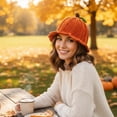 thumbnail image 6 of Jiibva Crochet Pumpkin Hat Halloween Beanie Hat Funny Photo Props for Women and Men Thanksgiving Day New Year Head Accessory, 6 of 7