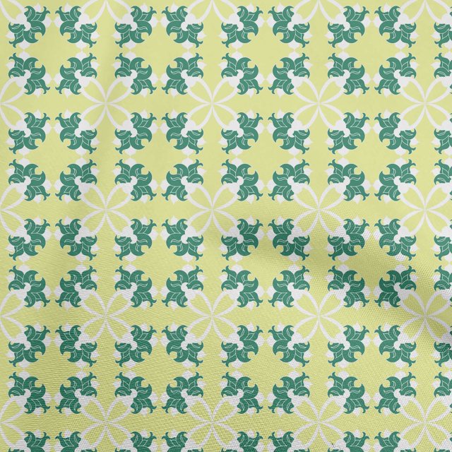 oneOone Velvet Lime Fabric Asian Block Print Traditional Tile Craft Projects Decor Fabric Printed By The Yard 58 Inch Wide