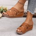 thumbnail image 6 of Yyuenw Women Crisscross Cutout Wedge Slide Sandals PU Open Toe Daily Casual Walking Shoes, 6 of 9