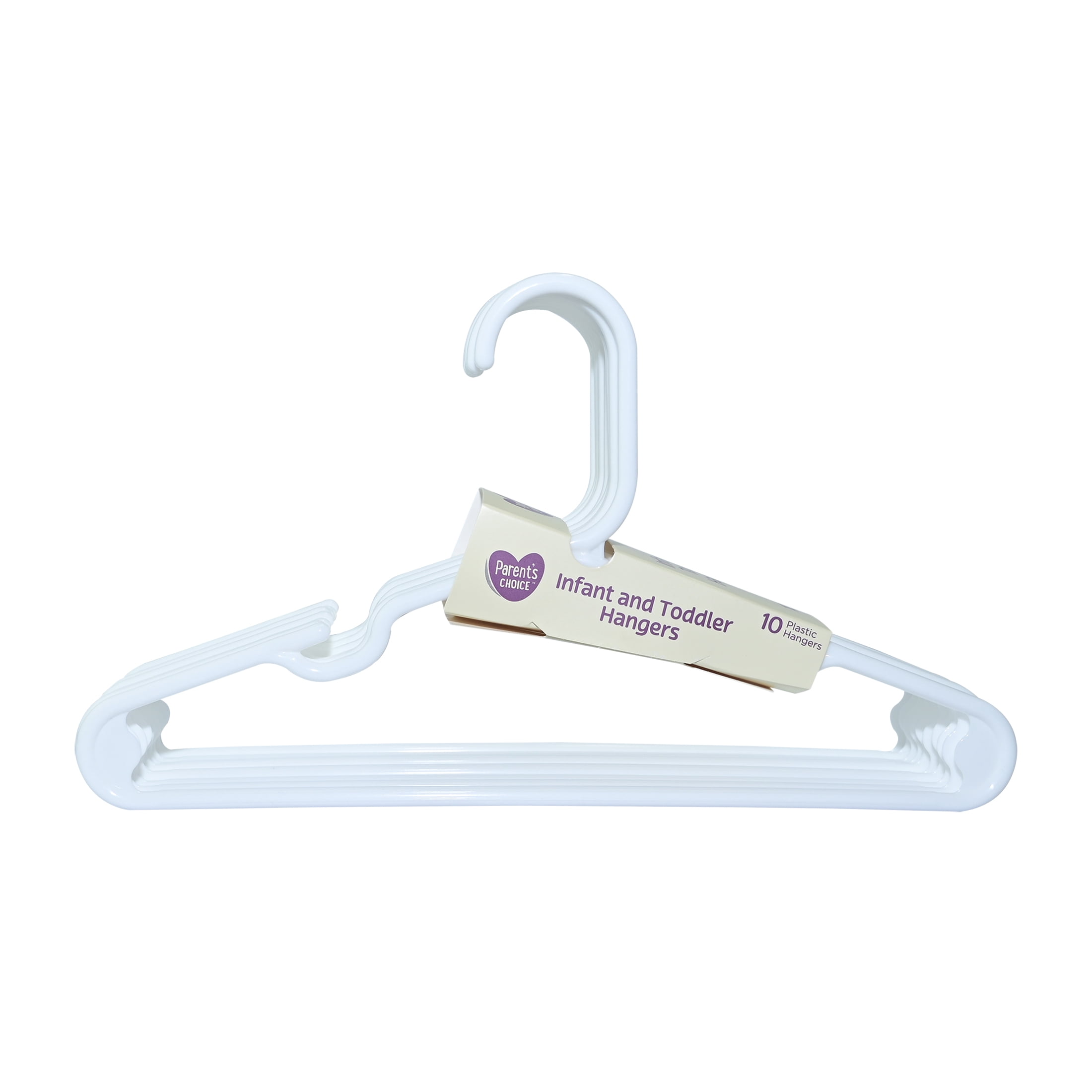 Parent's Choice Infant and Toddler Hangers, White, 10 Count