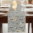 thumbnail image 3 of Table Runners 90 Inches Long Dress Scarves, Blue Grey Seaports Farmhouse Coffee/Dining/Kitchen Table Runner for Living Room, Vintage Ocean Anchor Shark Lighthouse 13x90 Inch, 3 of 9