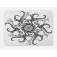 thumbnail image 1 of Octopus Bath Mat, Sea Mandala Floral Stylized Ocean Animal with Sacred Tribal Leaves Hand Drawn Art, Non-Slip Plush Mat Bathroom Kitchen Laundry Room Decor, 29.5 X 17.5 Inches, Black White, Ambesonne, 1 of 2