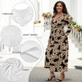 thumbnail image 6 of Tutolipy Cat Printed Dresses for Women Long Sleeve Midi Dress V Neck A Line Dress Fall Winter Dresses with Pockets, L, 6 of 7