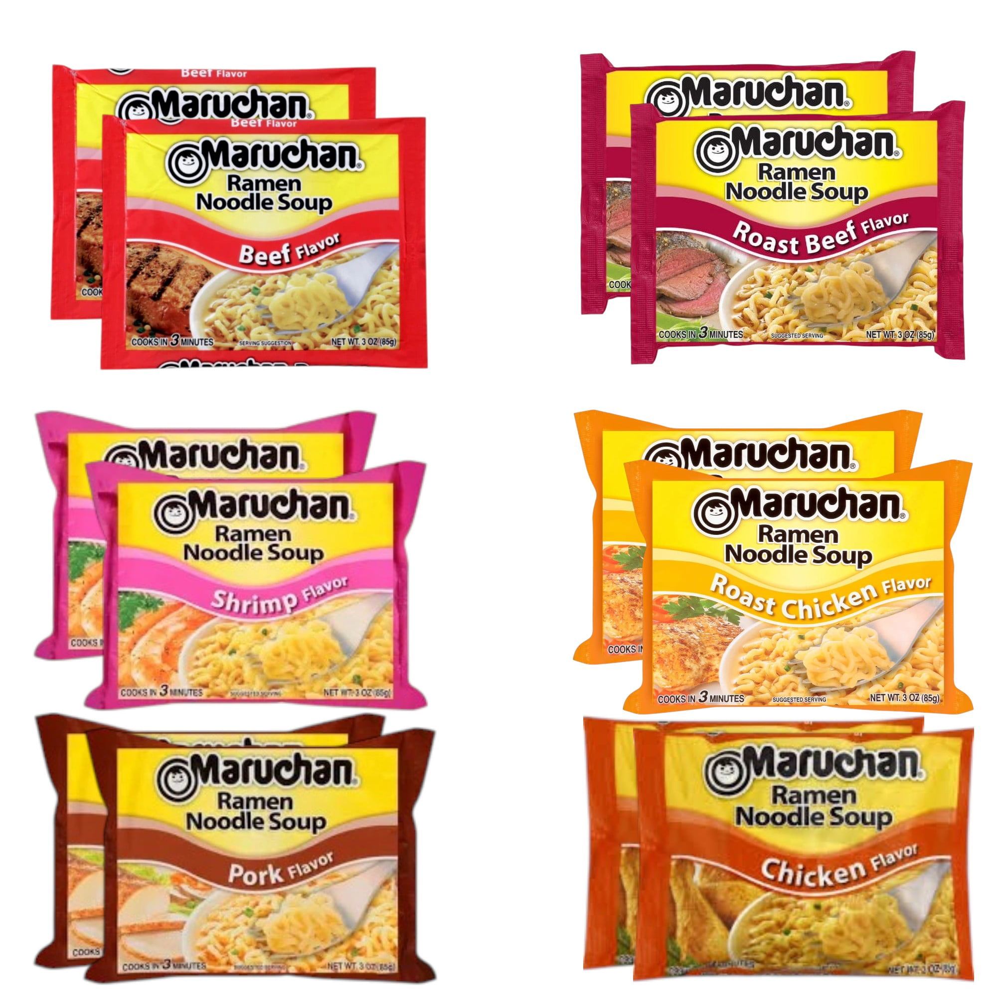 Maruchan Ramen Noodle Soup Variety Pack, 22 Pack (3 oz Each), Instant Ramen Noodles, Assorted Flavors