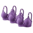 thumbnail image 2 of Fatuov Women's Wirefree Bras Plus Size Full Coverage Everyday Comfort Bras for Casual Push Up Seamless Breathable T-Shirt Bras, 3-Pack, Purple, 46B, 2 of 5
