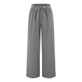 thumbnail image 4 of Gaecuw Linen Pants for Women Wide Legged Pants Plus Size Regular Fit Long Pants Drawstring Lounge Trousers Sweatpants Casual Loose Baggy Pants High Waisted Workout Pants with Pockets Solid, 4 of 4