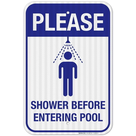 Pool Sign, Please Shower Before Entering Pool Sign,