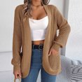 thumbnail image 2 of ATOYSOY Casual Sweaters Coat Loose Jackets with Pockets for Women Open Front Shackets Winter Long Sleeve Outwear Lightweigt Workout Knitted Tops Cardigans Yellow S, 2 of 7