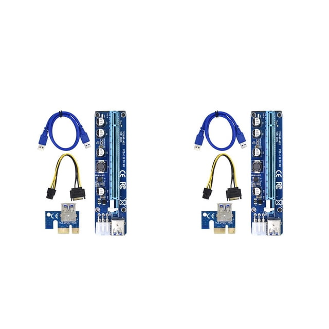 relayinert 100PCS VER008C Riser Card USB3.0 PCI PCIE PCI-E 1X To 16X Extender 60CM 008C Riser Adapter With LED For GPU Miner Mining New 2Set