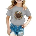 thumbnail image 1 of WEIYLL T-Shirts Filles Décontractés Imprimé Tournesol Col Rond Été Manches Courtes Douces Hauts pour Enfants de 2-3 Ans, 1 of 4