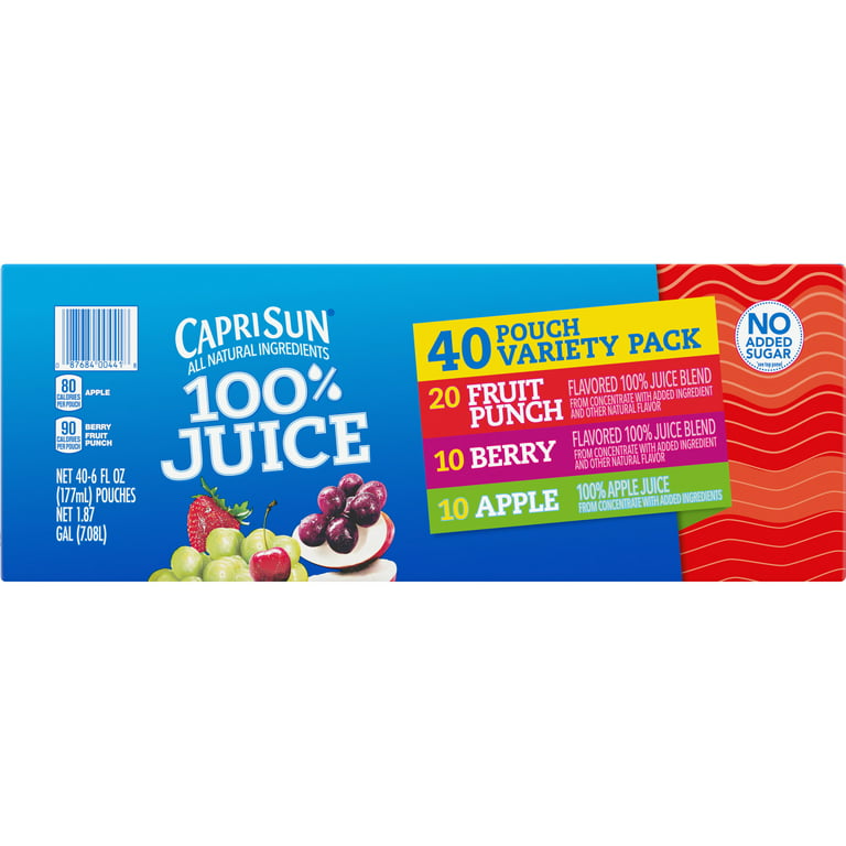 Capri Sun 100% Juice Fruit Punch, Berry & Apple Naturally Flavored