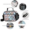 thumbnail image 3 of FORMRS Student Insulated Lunch Bag with Shoulder Strap Reusable Cooler Box for School, Blue Shimmering Pattern, 3 of 9