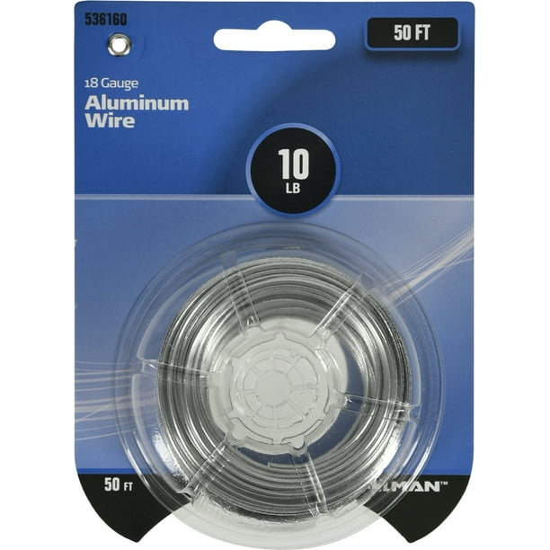Hillman 536160 Aluminum Hobby Wire, Malleable, 18 Gauge, 50' (10lb