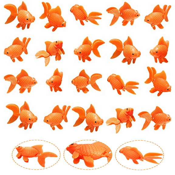 30 Pcs Fake Goldfish Plastic Floating Artificial Aquarium Fish Realistic Moving Orange Goldfish Ornament Decorations for Aquarium Tank