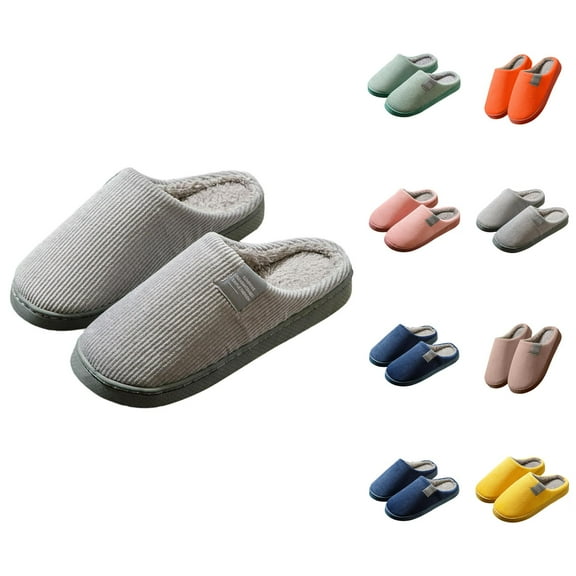 Winter Slippers for Women 2025 Fleece Lined Warm Cozy Slip On Slippers Indoor Non Slip House Shoes