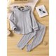 thumbnail image 4 of Gibobby Conjunto para bebé niña Conjuntos de otoño invierno para niña, chaqueta de lana con capucha, pantalones, traje, ropa de ocio de algodón para niños(Gris,3-4 Años), 4 of 5