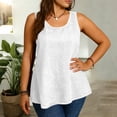 thumbnail image 2 of UPPADA Womens Plus Size Tank Top Round Neck Denim Look Sleeveless Shirts Flowy Hem Casual Tunic Blouse for Summer Daily Wear Boho Vacation Tees,white tank tops XXXL, 2 of 8