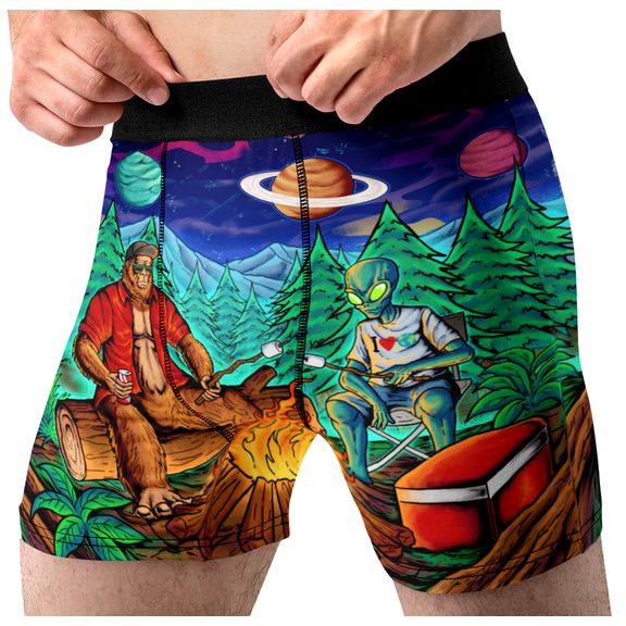 Men's, Women's Bigfoot Alien Camp Out Novelty Boxer Brief