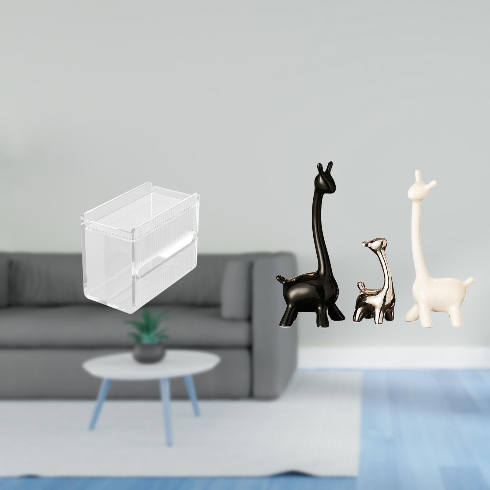 Fiocias Acrylic Toilet Paper Storage Box Modern Paper Towel Dispenser Wall Mounted Toilet Tissue Paper Holder Giraffe Figurines Ceramic Statue Furnishing Tabl