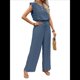 thumbnail image 1 of para Mujer, Verano 2025, Mangas con Volantes, Cuello Cuadrado, Mono con Cordón y Bolsillos, Azul Real, Talla M, 1 of 10