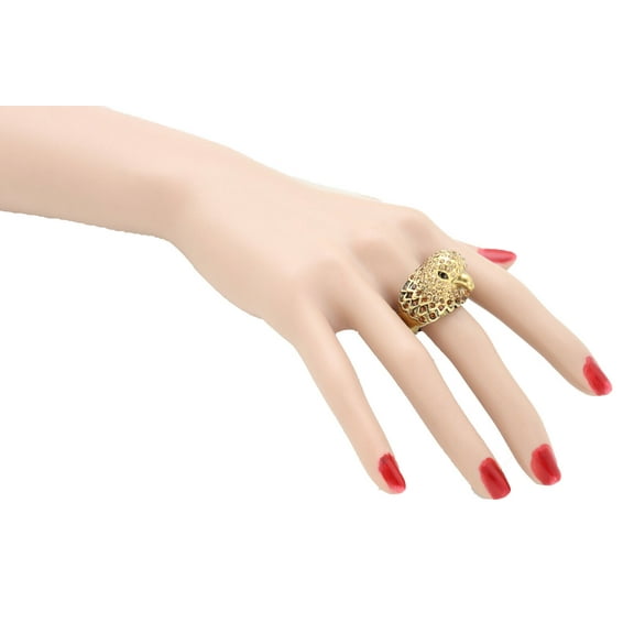 Women Gold Metal Ring Exeptional Style Jewelry Bird Head Eagle Stretch Band