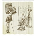 thumbnail image 3 of Vintage Woman Shower Curtain, Two Women Posing in Front of a Nostalgic Camera for Taking Photographs, Fabric Bathroom Set with Hooks, 69W X 75L Inches Long, Beige and Sepia, by Ambesonne, 3 of 3