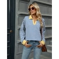 thumbnail image 4 of IWEMEK Tops for Women Casual Loose Fall Sweatshirts Baggy Color Block Stripe T Shirts Fashion Fancy Chic Tunic Tees, 4 of 7