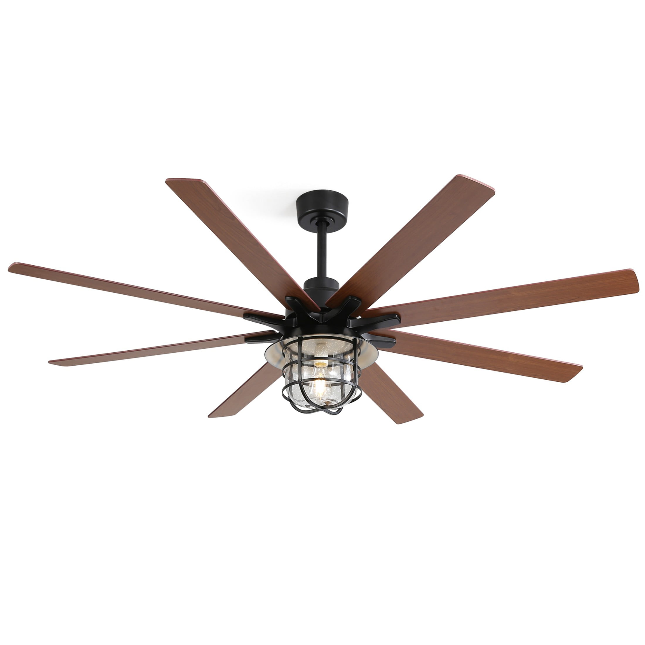 Sofucor 60 Inch Farmhouse Ceiling Fan with Light and Remote Control, 8 Blade Modern Low Profile Fan with 3 Downrod for Outdoor Indoor Patio Bedroom Living Room, Max Airflow 7000CFM, Bulb Replaceable