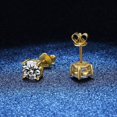 thumbnail image 4 of 1/2 Ct Sterling Silver Stud Earrings Simulated Diamond Earrings 14k Yellow Gold Finish Unisex Earrings, 4 of 8
