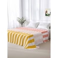 thumbnail image 5 of Colorful Stripe King Size Flat Sheet, Wrinkleproof & Fadeproof Cooling Flat Bed Sheet Only, Modern Pink Red Yellow Vertical Striped Breathable Soft Bedding Top Sheets 105 x 98 Inches, 5 of 8