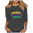 thumbnail image 2 of Xuyuer Carnival Celebration Printed Tee - Ladies' Casual Round Neck 3/4 Sleeve Loose T-Shirt for Festival Parades, Costume Parties, Colorful Street Style Wear & Masquerade Themed Outfits, 2 of 5