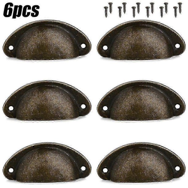 6/12 piezas de tiradores de copa de concha retro para puerta de cocina, armario, muebles, cajones, dos