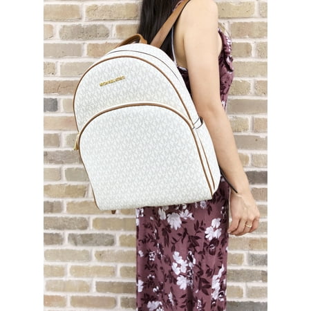- Michael Kors Abbey Large Backpack Vanilla MK Signature PVC Leather 2018 Fall