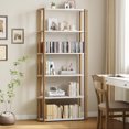 thumbnail image 1 of Twister.CK 6 Tier Bookshelf with Metal Frame, Industrial Tall Bookcase, Freestanding Open Back Display Rack, Storage shelf, for Bedroom, Living Room, White, 1 of 7