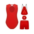 thumbnail image 4 of TTAO Girls Sparkly Ballet Dance Set 4-Piece Gymnastics Bundle Sleeveless Rhinestone Leotard with Shorts Outfits Gift Set B Red 10, 4 of 5
