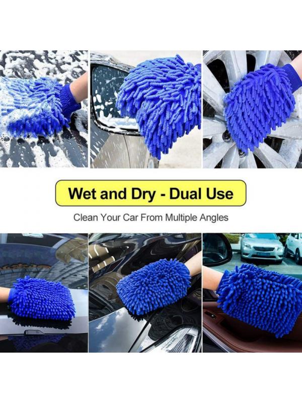 Goodyear 2-in-1 Microfibre Car Wash Mitt & Noodle Glove – Soft Scrub Sponge