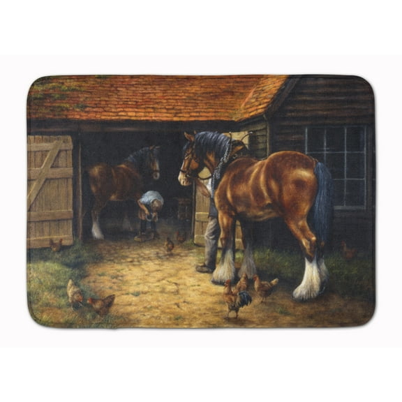 Horse and The Blacksmith by Daphne Baxter Machine Washable Memory Foam Mat