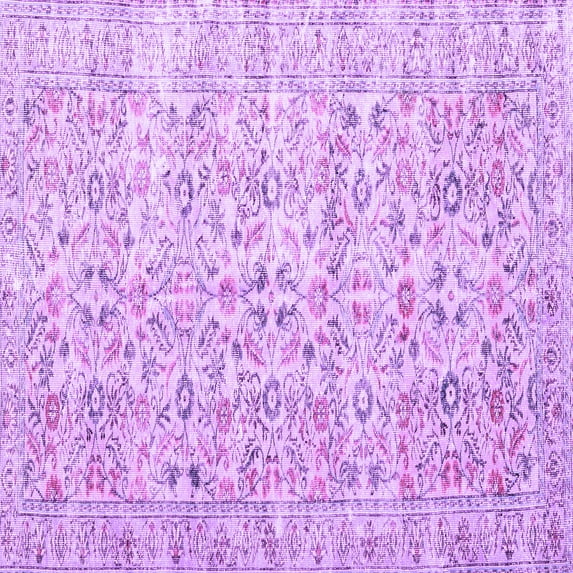 Ahgly Company Indoor Square Persian Purple Traditional Area Rugs, 7' Square