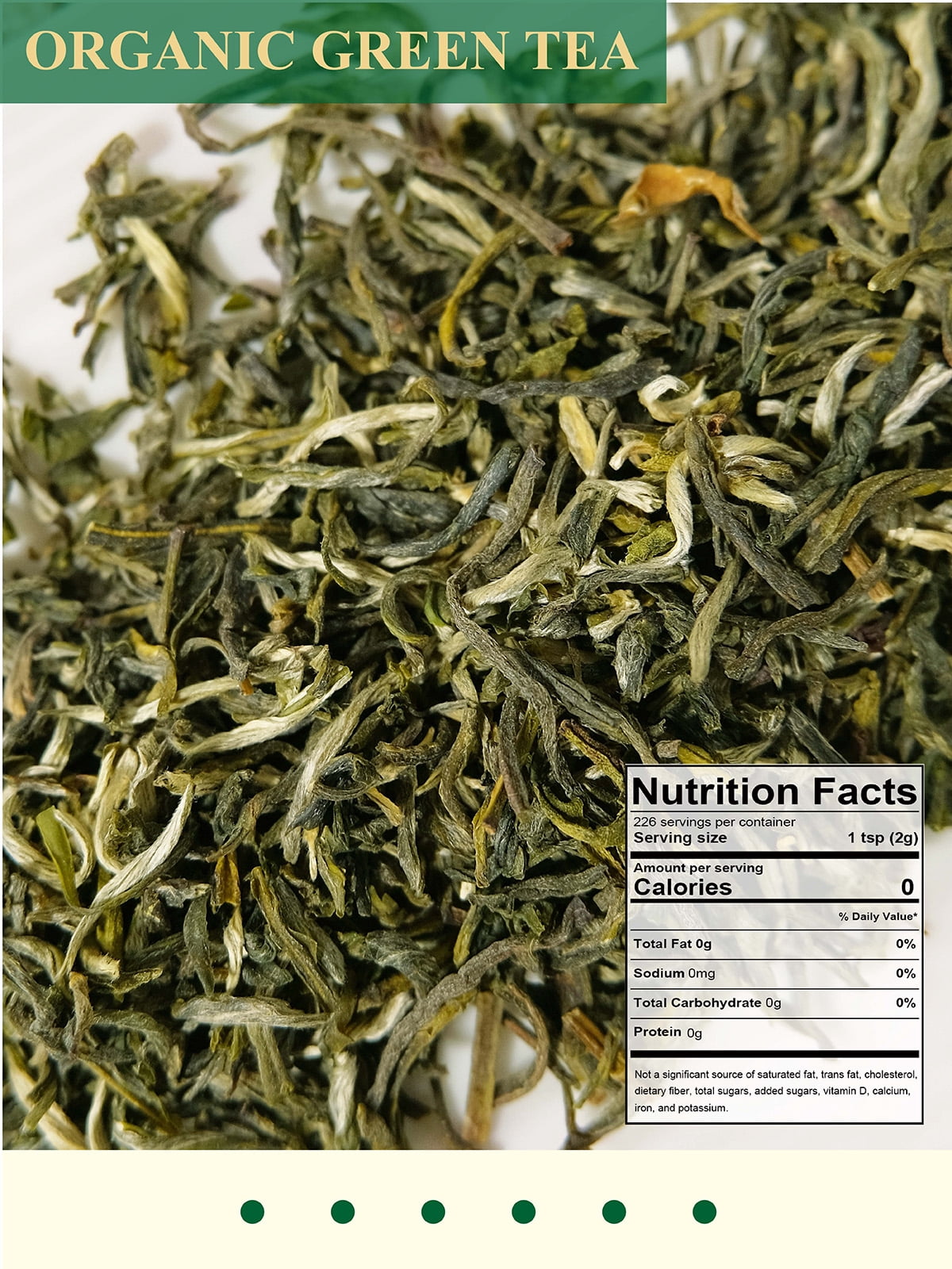 GLDNT Organic Green Tea, Loose Leaf, High Mountain, Smooth & Delicate Flavor, Caffeinated, 16oz