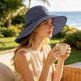 thumbnail image 7 of Cutuoiiu Summer Striped Pattern Wide Brim Bucket Hat for Women, Breathable Woven Sun Hat Decorated With Elegant Bow, Beach Travel Outdoor Vacation Sun Shade Hat, 7 of 7