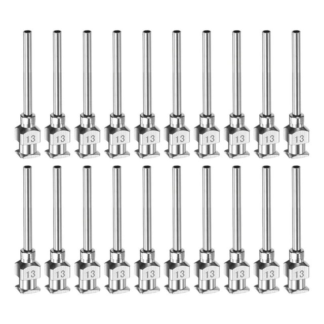Unique Bargains 20 Pcs Aiguilles de Distribution en Acier Inoxydable 13G, Tube d'Aiguille de Colle 1 Pouces Embout Émoussé