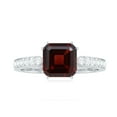 thumbnail image 4 of Rosec Jewels Natural Garnet Asscher Cut Engagement Ring - Garnet Diamond Ring (8 mm, AAA Quality) - with Jewelry Box, 925 Sterling Silver, US 4.00, 4 of 8